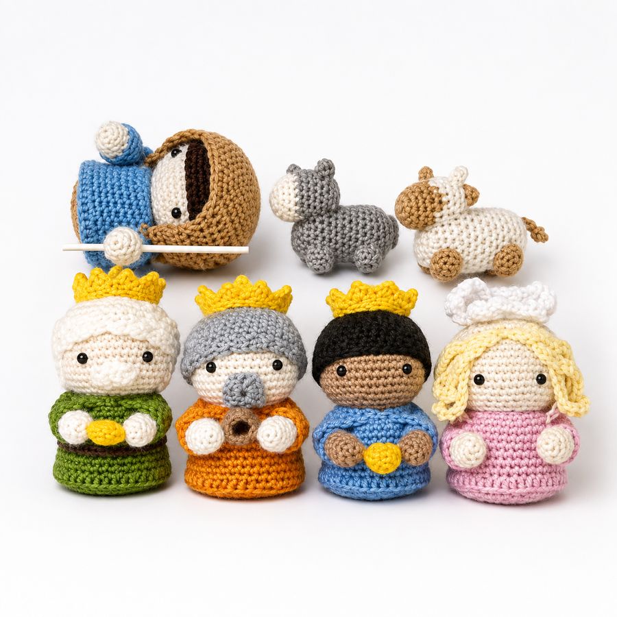 Set de Belén de crochet tejido a mano